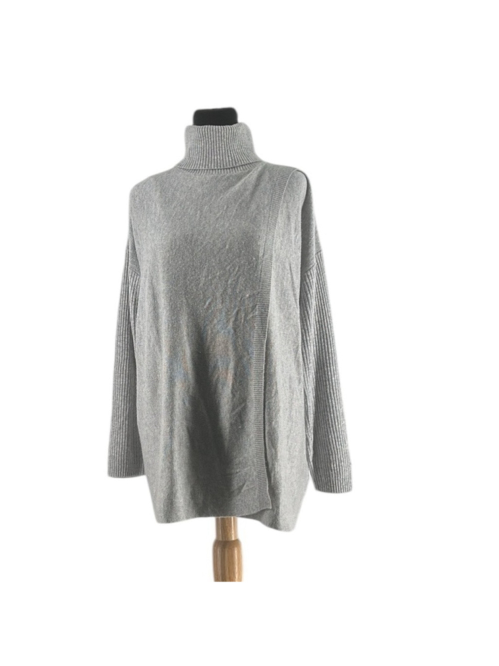 Contemporaine sweater Gray Knit crossover 
Tunic cashmere wool Size XS